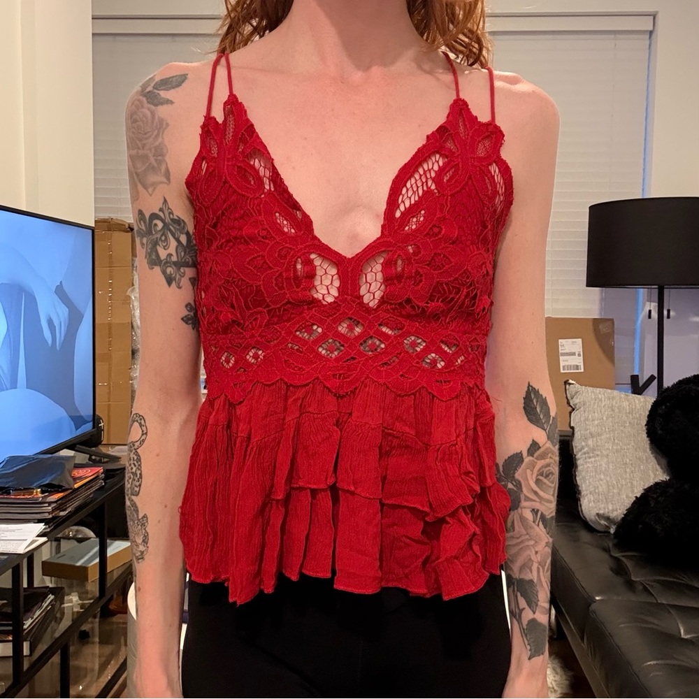Free People Adella red tank XS